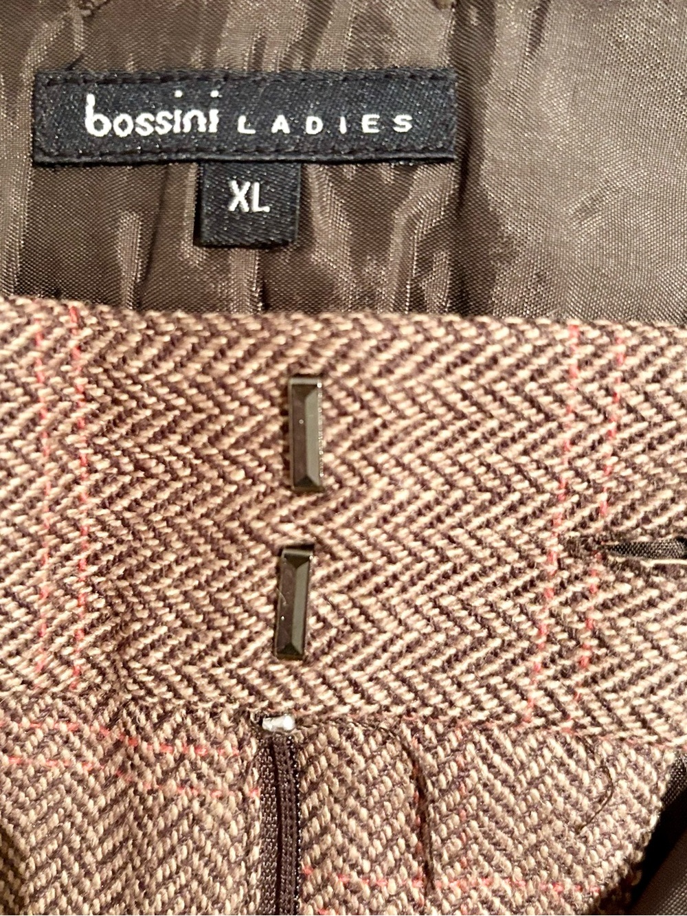 Bossini Brown Plaid Wool Blend Culottes Wide Leg Capris - Size XL - Picture 7 of 10